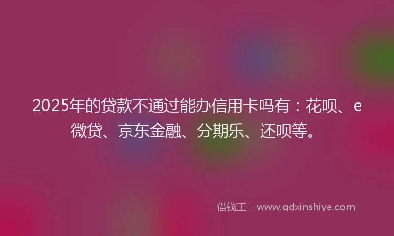 2025年的贷款不通过能办信用卡吗有：花呗、e微贷、京东金融、分期乐、还呗等。
