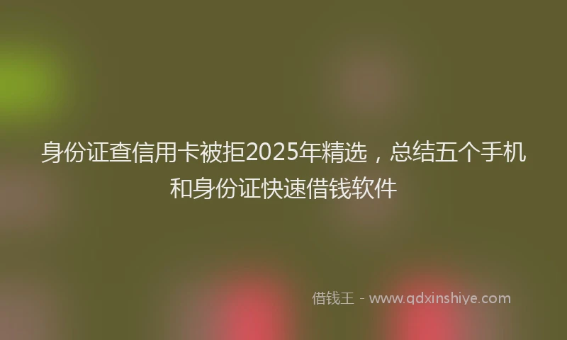 身份证查信用卡被拒2025年精选，总结五个手机和身份证快速借钱软件