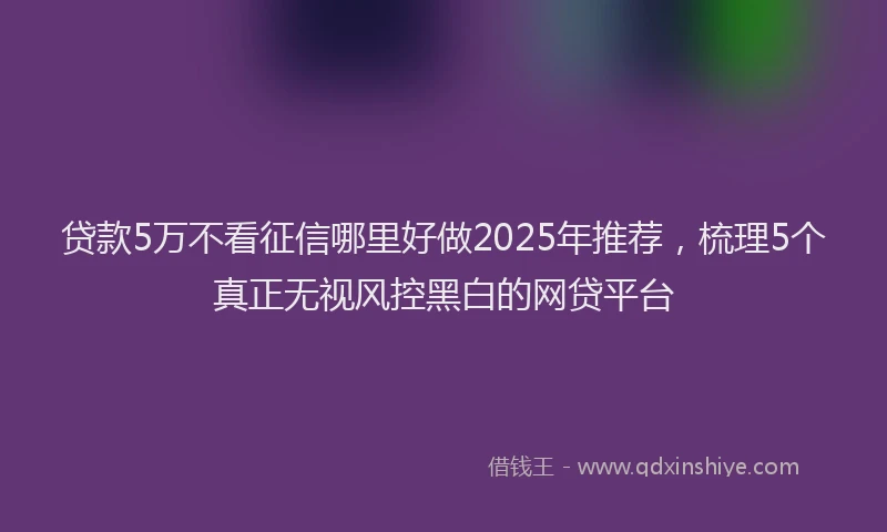 贷款5万不看征信哪里好做2025年推荐，梳理5个真正无视风控黑白的网贷平台