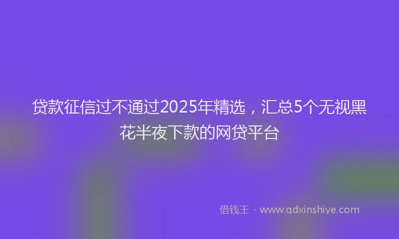 贷款征信过不通过2025年精选，汇总5个无视黑花半夜下款的网贷平台