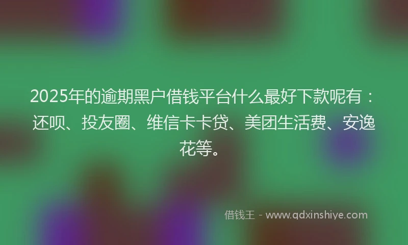 2025年的逾期黑户借钱平台什么最好下款呢有：还呗、投友圈、维信卡卡贷、美团生活费、安逸花等。