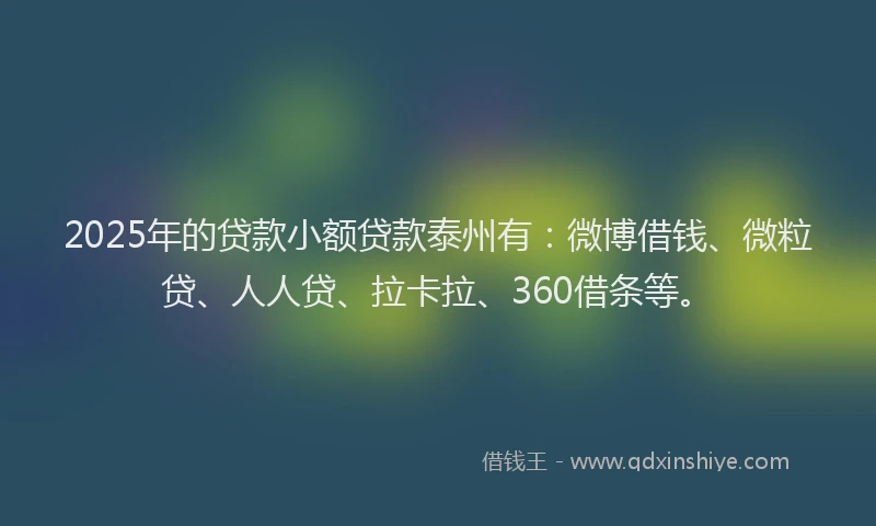 2025年的贷款小额贷款泰州有：微博借钱、微粒贷、人人贷、拉卡拉、360借条等。