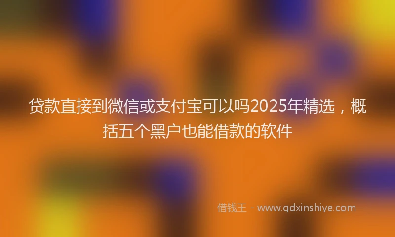 贷款直接到微信或支付宝可以吗2025年精选，概括五个黑户也能借款的软件