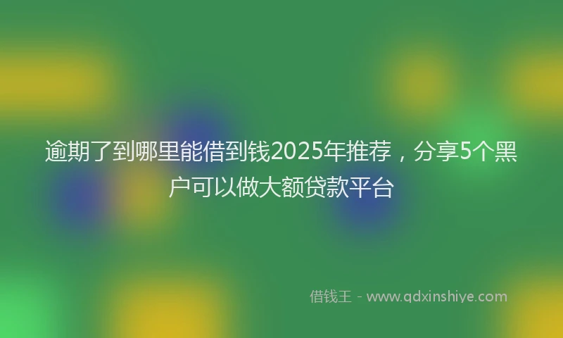 逾期了到哪里能借到钱2025年推荐，分享5个黑户可以做大额贷款平台