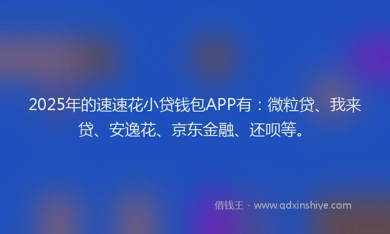 2025年的速速花小贷钱包APP有：微粒贷、我来贷、安逸花、京东金融、还呗等。