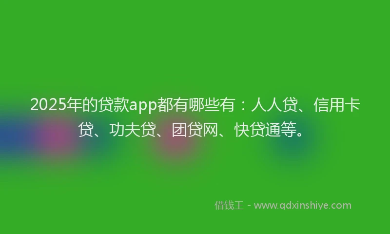 2025年的贷款app都有哪些有：人人贷、信用卡贷、功夫贷、团贷网、快贷通等。