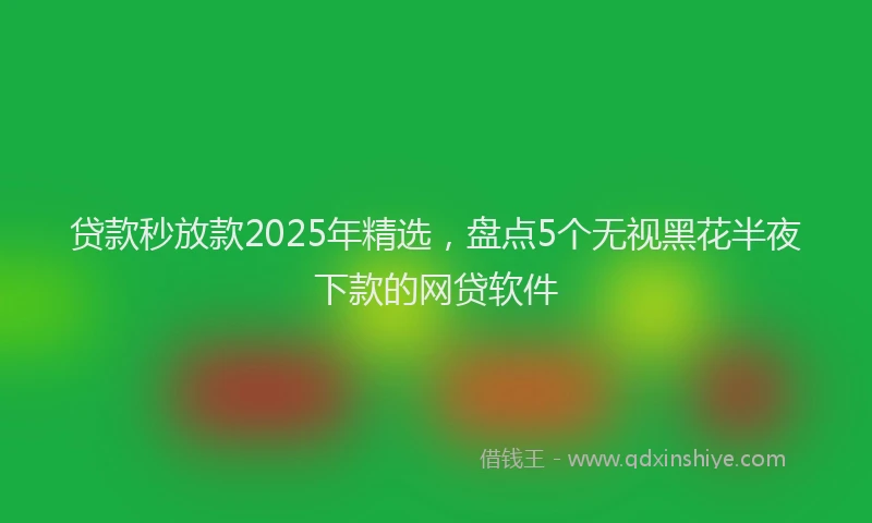 贷款秒放款2025年精选，盘点5个无视黑花半夜下款的网贷软件