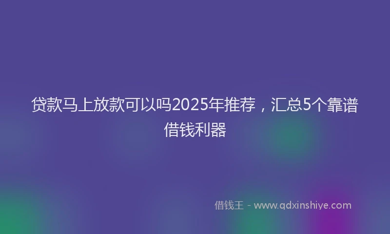 贷款马上放款可以吗2025年推荐，汇总5个靠谱借钱利器