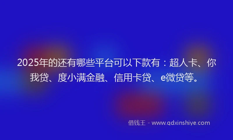 2025年的还有哪些平台可以下款有：超人卡、你我贷、度小满金融、信用卡贷、e微贷等。