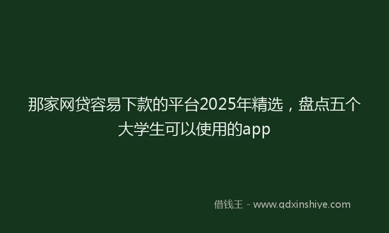 那家网贷容易下款的平台2025年精选，盘点五个大学生可以使用的app