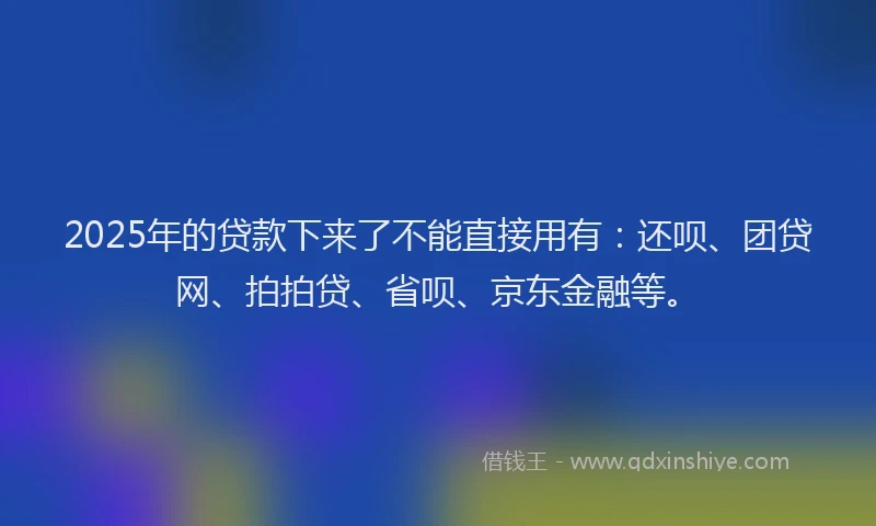 2025年的贷款下来了不能直接用有：还呗、团贷网、拍拍贷、省呗、京东金融等。
