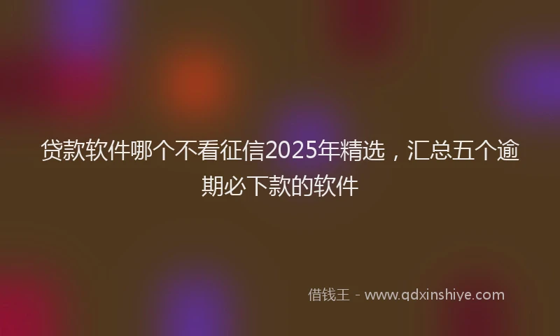 贷款软件哪个不看征信2025年精选，汇总五个逾期必下款的软件