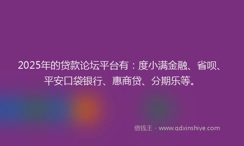 2025年的贷款论坛平台有：度小满金融、省呗、平安口袋银行、惠商贷、分期乐等。