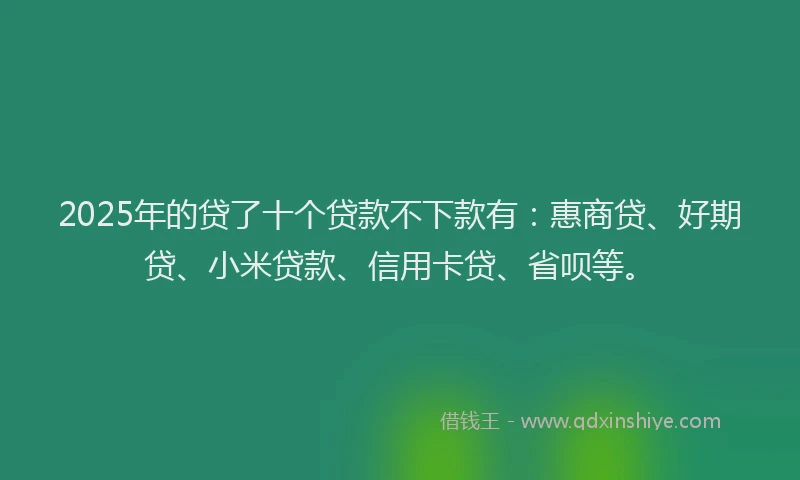 2025年的贷了十个贷款不下款有：惠商贷、好期贷、小米贷款、信用卡贷、省呗等。