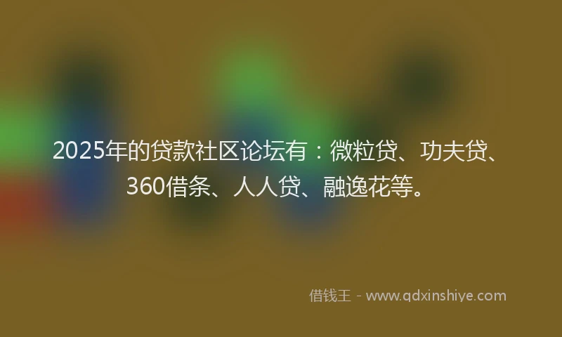 2025年的贷款社区论坛有：微粒贷、功夫贷、360借条、人人贷、融逸花等。