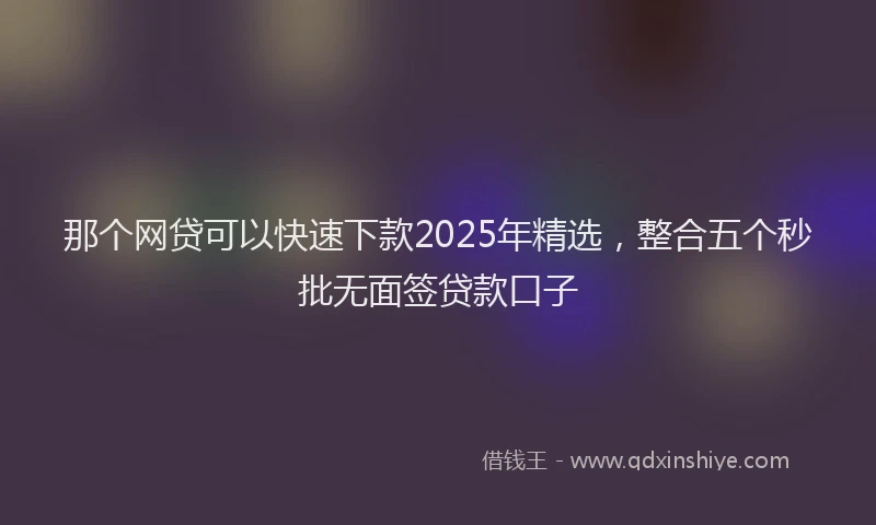 那个网贷可以快速下款2025年精选，整合五个秒批无面签贷款口子