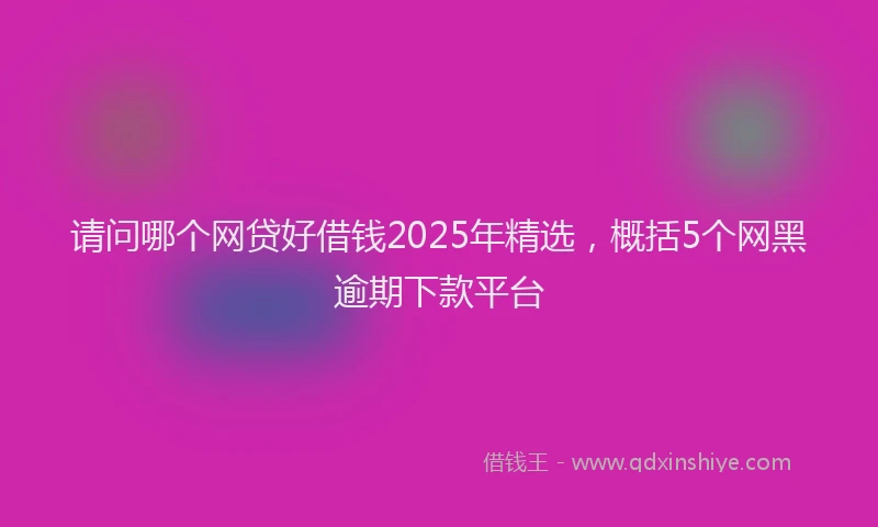 请问哪个网贷好借钱2025年精选，概括5个网黑逾期下款平台
