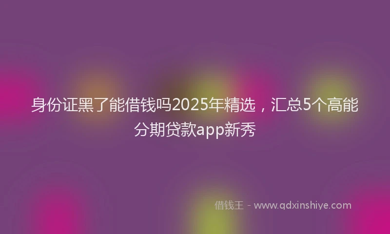 身份证黑了能借钱吗2025年精选，汇总5个高能分期贷款app新秀