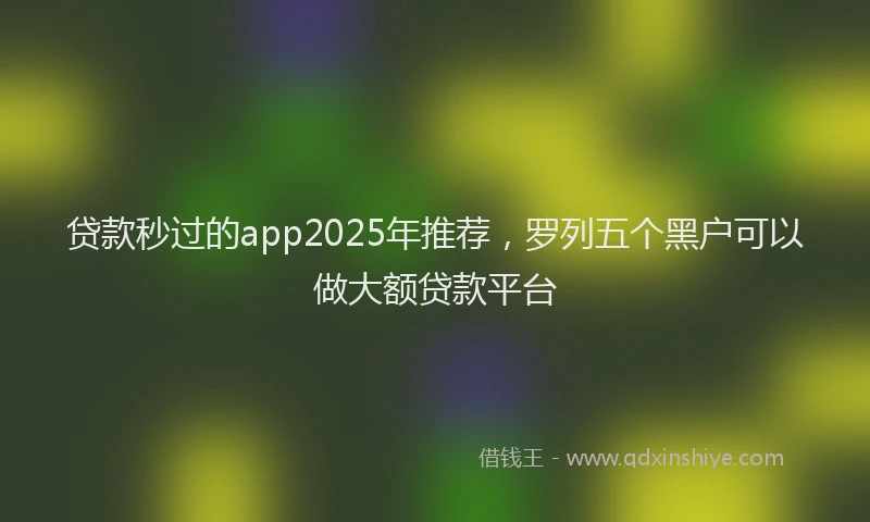 贷款秒过的app2025年推荐，罗列五个黑户可以做大额贷款平台