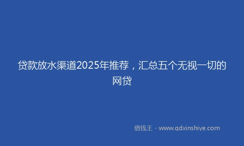 贷款放水渠道2025年推荐，汇总五个无视一切的网贷