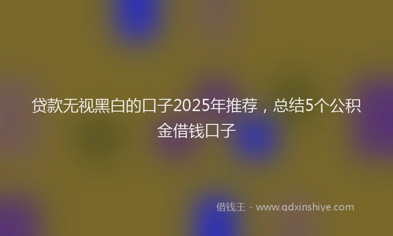 贷款无视黑白的口子2025年推荐，总结5个公积金借钱口子