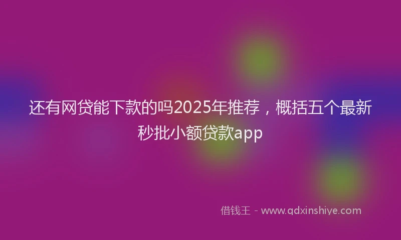 还有网贷能下款的吗2025年推荐，概括五个最新秒批小额贷款app