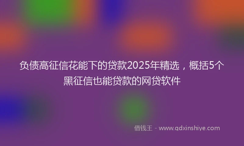 负债高征信花能下的贷款2025年精选，概括5个黑征信也能贷款的网贷软件