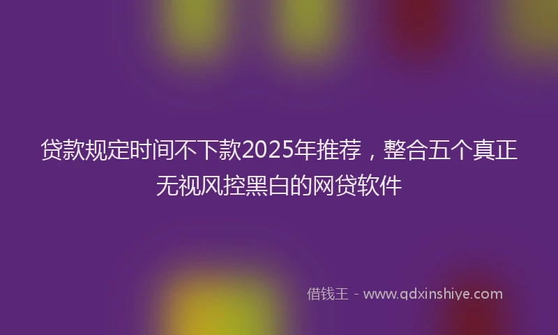 贷款规定时间不下款2025年推荐，整合五个真正无视风控黑白的网贷软件
