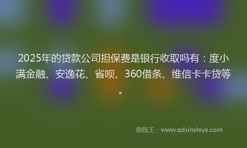 2025年的贷款公司担保费是银行收取吗有：度小满金融、安逸花、省呗、360借条、维信卡卡贷等。