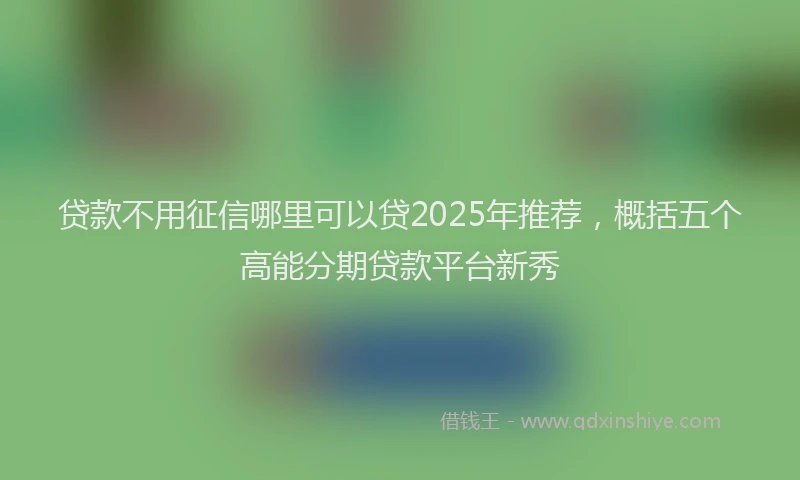 贷款不用征信哪里可以贷2025年推荐，概括五个高能分期贷款平台新秀