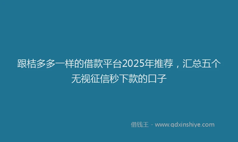 跟桔多多一样的借款平台2025年推荐，汇总五个无视征信秒下款的口子