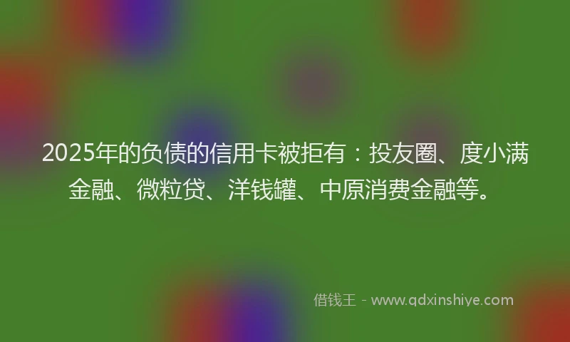 2025年的负债的信用卡被拒有：投友圈、度小满金融、微粒贷、洋钱罐、中原消费金融等。