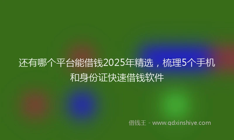 还有哪个平台能借钱2025年精选，梳理5个手机和身份证快速借钱软件