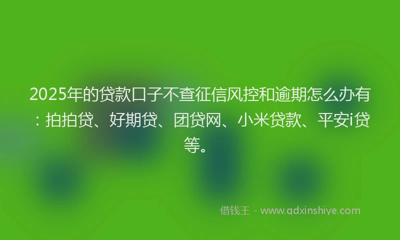 2025年的贷款口子不查征信风控和逾期怎么办有：拍拍贷、好期贷、团贷网、小米贷款、平安i贷等。