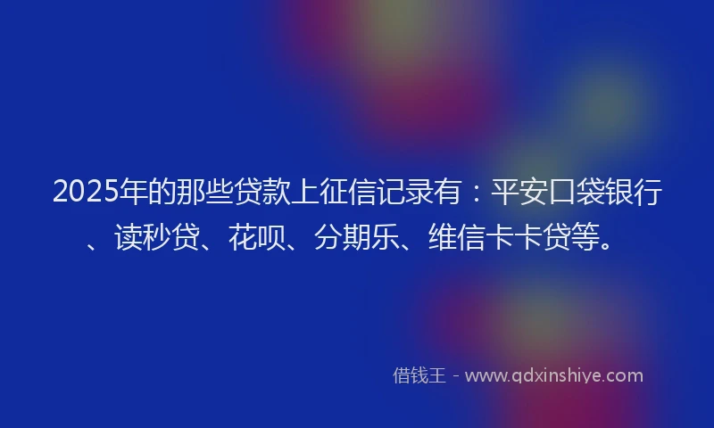 2025年的那些贷款上征信记录有：平安口袋银行、读秒贷、花呗、分期乐、维信卡卡贷等。