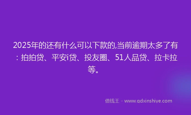2025年的还有什么可以下款的,当前逾期太多了有：拍拍贷、平安i贷、投友圈、51人品贷、拉卡拉等。