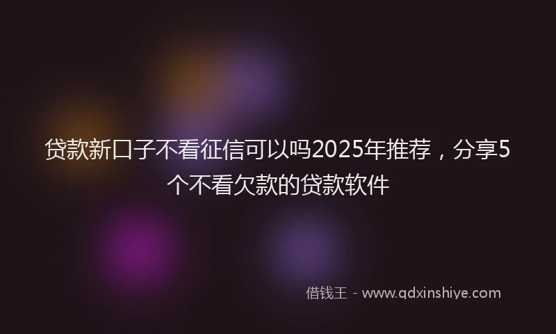 贷款新口子不看征信可以吗2025年推荐，分享5个不看欠款的贷款软件