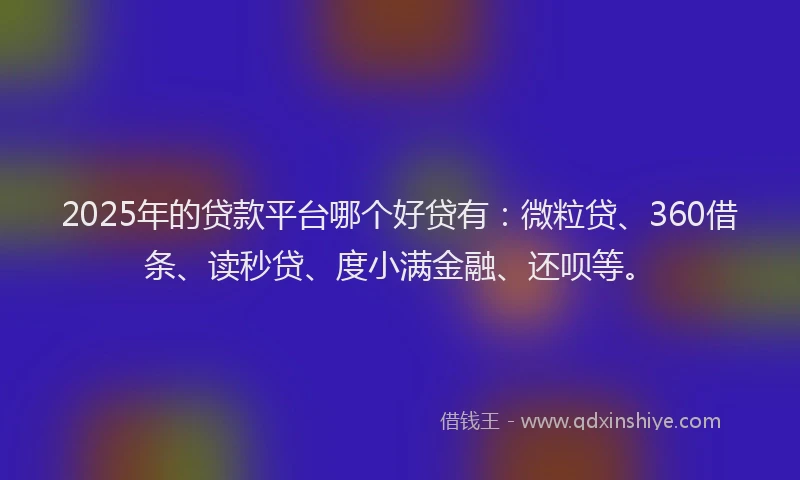 2025年的贷款平台哪个好贷有：微粒贷、360借条、读秒贷、度小满金融、还呗等。