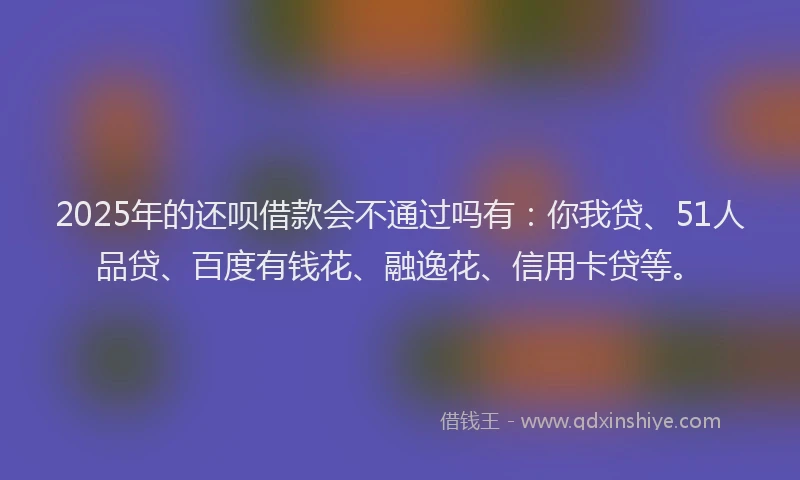 2025年的还呗借款会不通过吗有：你我贷、51人品贷、百度有钱花、融逸花、信用卡贷等。