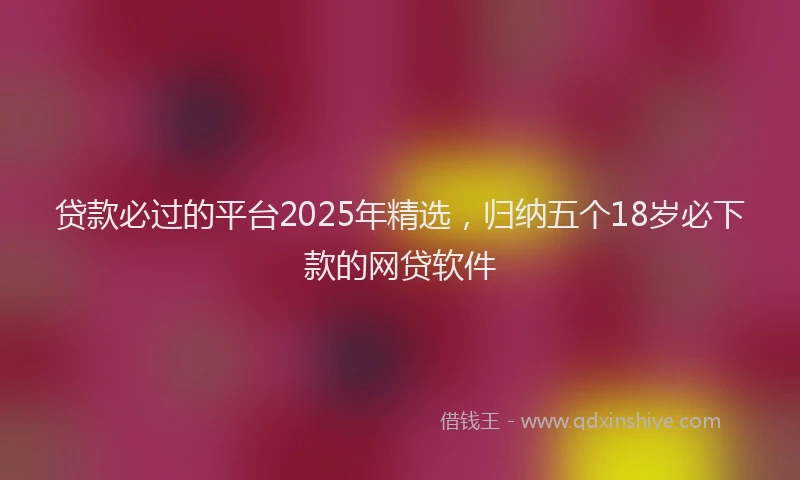 贷款必过的平台2025年精选，归纳五个18岁必下款的网贷软件