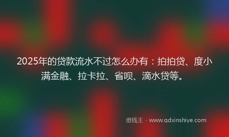 2025年的贷款流水不过怎么办有：拍拍贷、度小满金融、拉卡拉、省呗、滴水贷等。