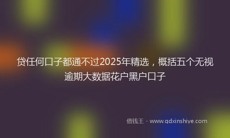 贷任何口子都通不过2025年精选，概括五个无视逾期大数据花户黑户口子