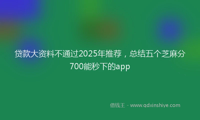 贷款大资料不通过2025年推荐，总结五个芝麻分700能秒下的app