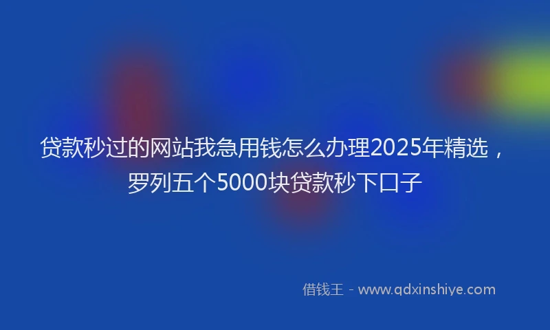 贷款秒过的网站我急用钱怎么办理2025年精选，罗列五个5000块贷款秒下口子