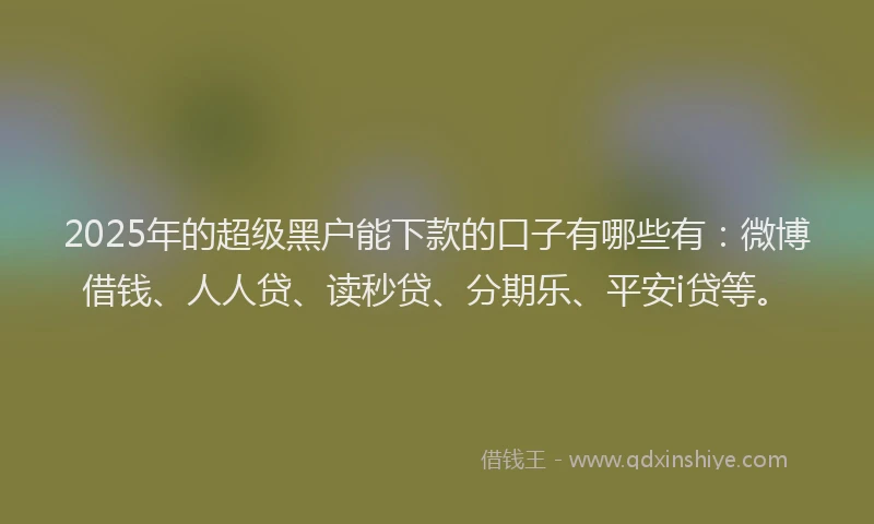 2025年的超级黑户能下款的口子有哪些有：微博借钱、人人贷、读秒贷、分期乐、平安i贷等。
