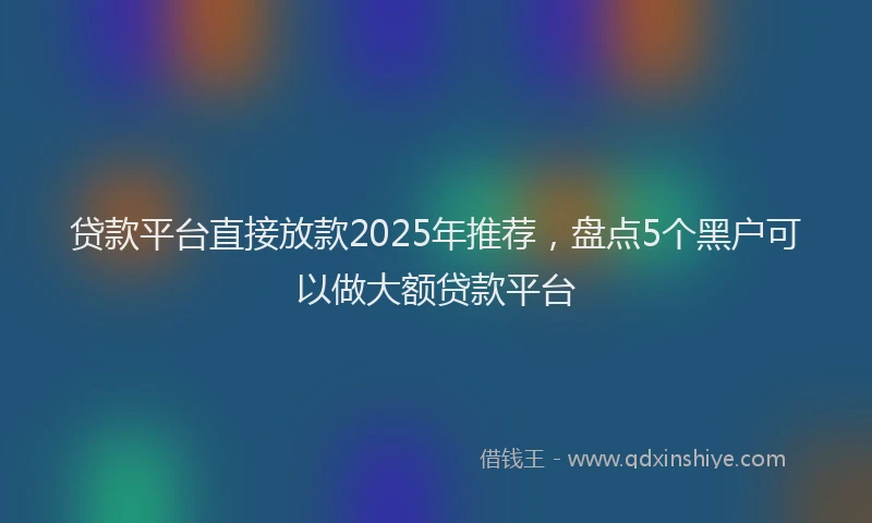 贷款平台直接放款2025年推荐，盘点5个黑户可以做大额贷款平台