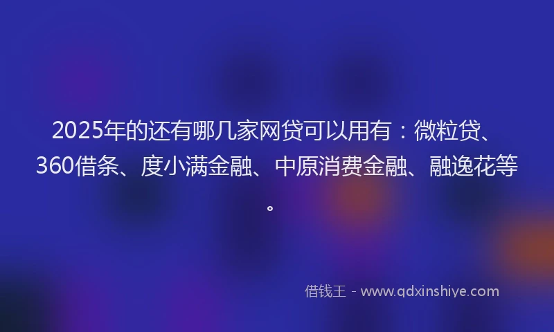 2025年的还有哪几家网贷可以用有：微粒贷、360借条、度小满金融、中原消费金融、融逸花等。