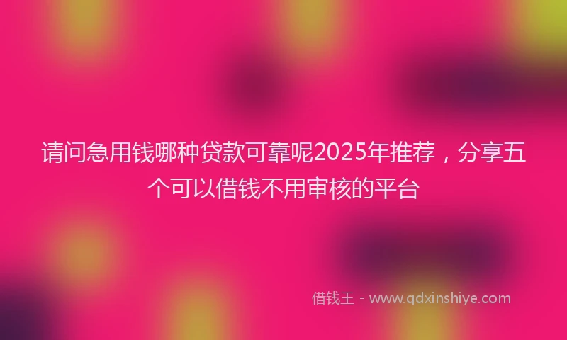 请问急用钱哪种贷款可靠呢2025年推荐，分享五个可以借钱不用审核的平台