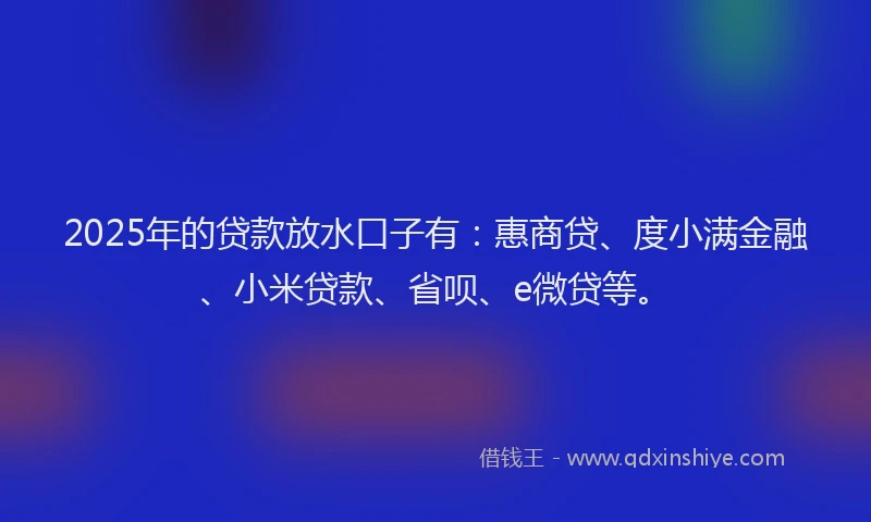 2025年的贷款放水口子有：惠商贷、度小满金融、小米贷款、省呗、e微贷等。