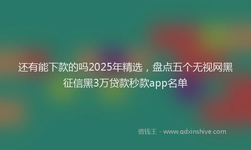 还有能下款的吗2025年精选，盘点五个无视网黑征信黑3万贷款秒款app名单